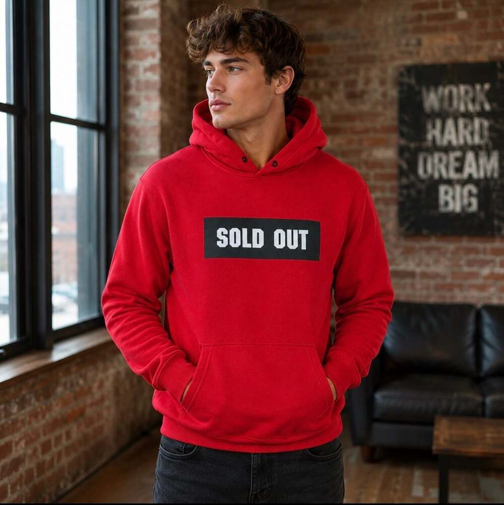 Forever 21 Men's Red 'Sold Out' Pullover Hoodie Large